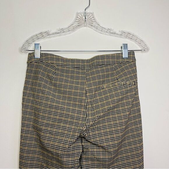 ZARA Basic Tan Plaid Skinny Pant Ruffle Pockets Medium - Picture 10 of 11